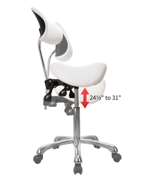 ESTHETICIAN SADDLE STOOL WITH ERGONOMIC BACKREST 1025A