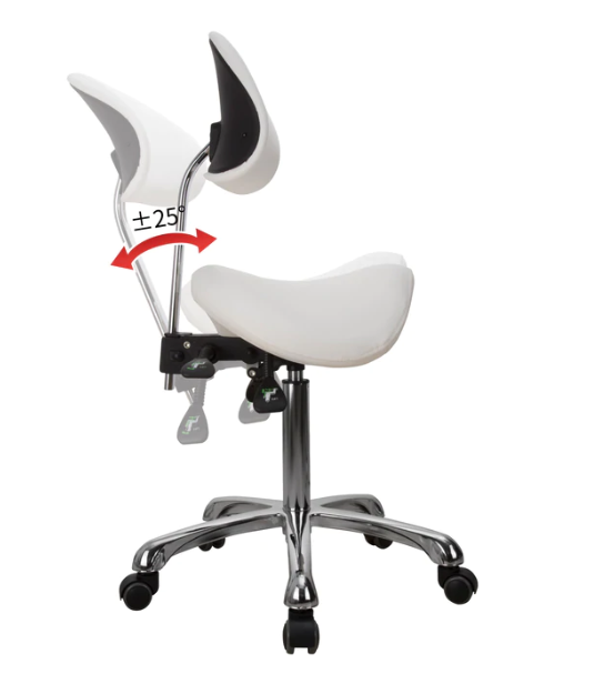 ESTHETICIAN SADDLE STOOL WITH ERGONOMIC BACKREST 1025A